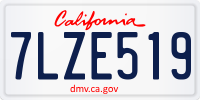 CA license plate 7LZE519