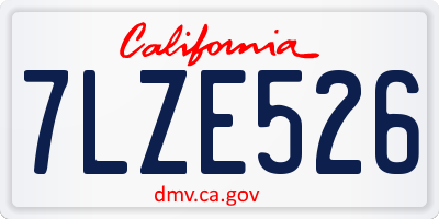 CA license plate 7LZE526