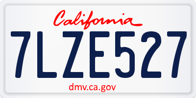 CA license plate 7LZE527
