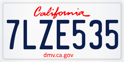 CA license plate 7LZE535