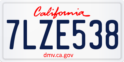 CA license plate 7LZE538