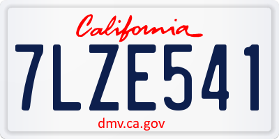 CA license plate 7LZE541