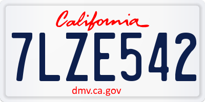 CA license plate 7LZE542