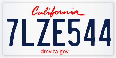 CA license plate 7LZE544