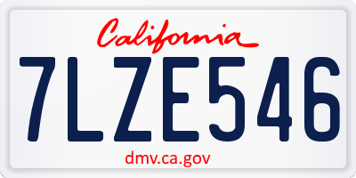 CA license plate 7LZE546
