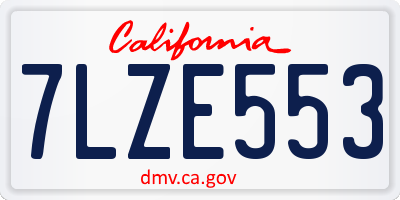 CA license plate 7LZE553