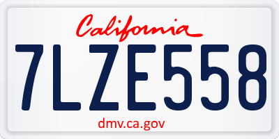 CA license plate 7LZE558