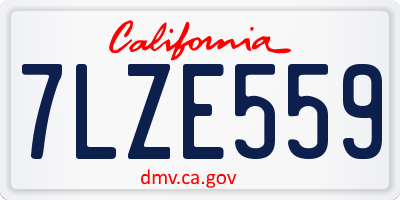 CA license plate 7LZE559