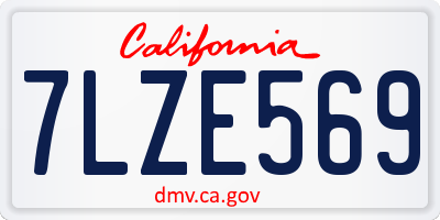 CA license plate 7LZE569