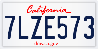 CA license plate 7LZE573