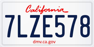 CA license plate 7LZE578