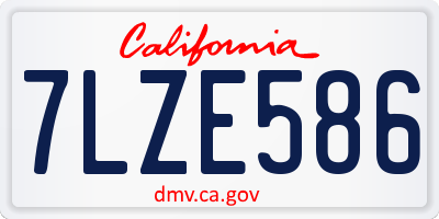 CA license plate 7LZE586