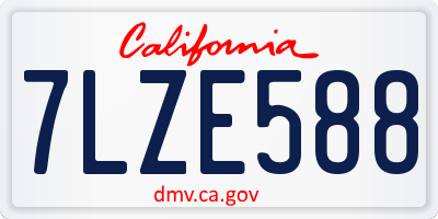 CA license plate 7LZE588