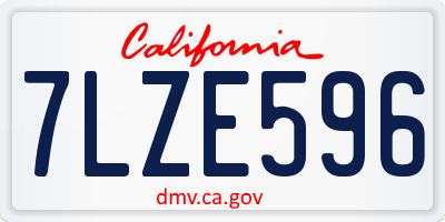 CA license plate 7LZE596