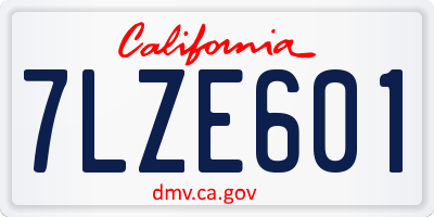 CA license plate 7LZE601