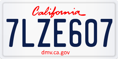 CA license plate 7LZE607