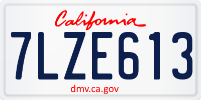 CA license plate 7LZE613