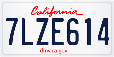 CA license plate 7LZE614