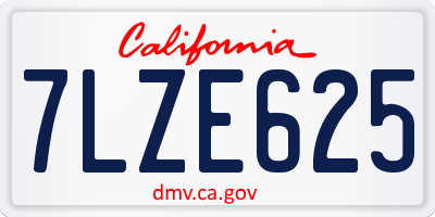 CA license plate 7LZE625