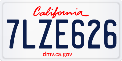 CA license plate 7LZE626