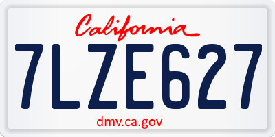 CA license plate 7LZE627