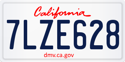 CA license plate 7LZE628