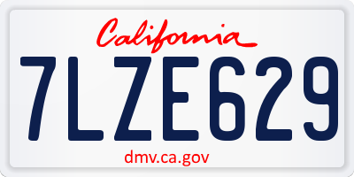 CA license plate 7LZE629