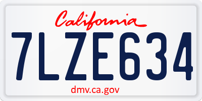 CA license plate 7LZE634