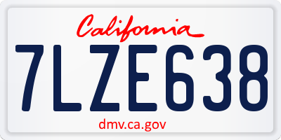 CA license plate 7LZE638