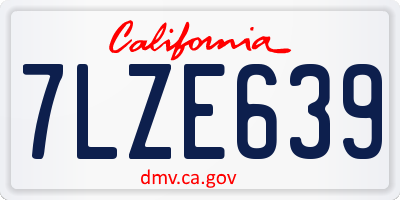 CA license plate 7LZE639