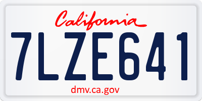 CA license plate 7LZE641
