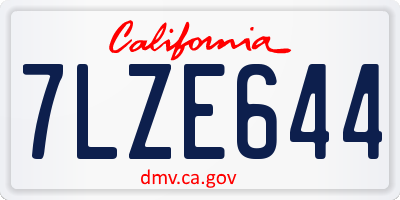 CA license plate 7LZE644