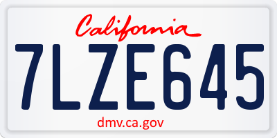 CA license plate 7LZE645