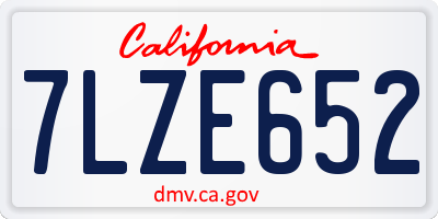 CA license plate 7LZE652