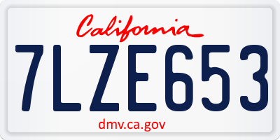 CA license plate 7LZE653