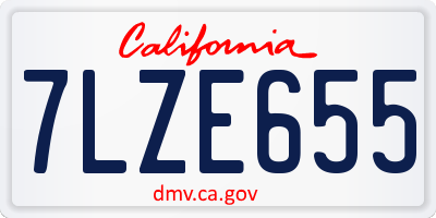 CA license plate 7LZE655