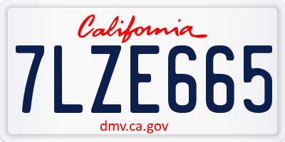 CA license plate 7LZE665