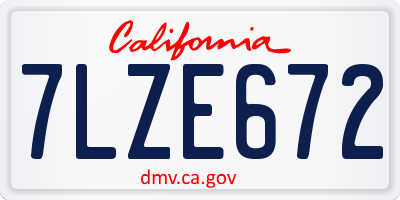 CA license plate 7LZE672