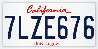 CA license plate 7LZE676