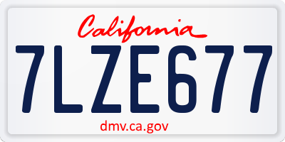 CA license plate 7LZE677