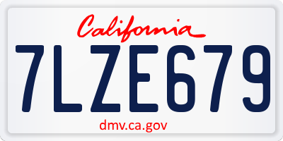 CA license plate 7LZE679