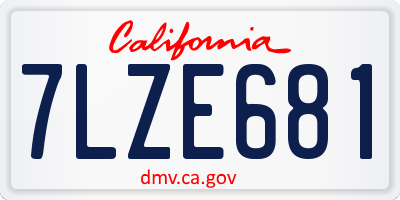 CA license plate 7LZE681