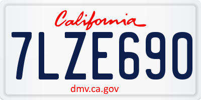 CA license plate 7LZE690