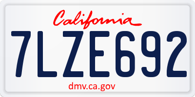 CA license plate 7LZE692