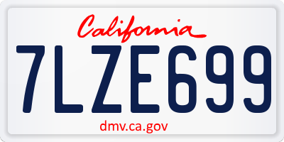 CA license plate 7LZE699