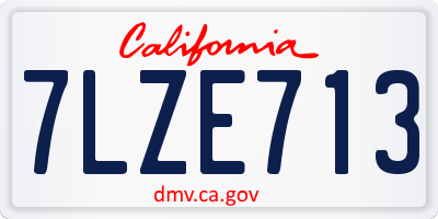 CA license plate 7LZE713