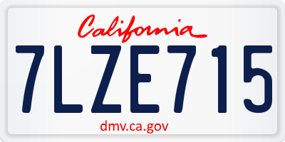 CA license plate 7LZE715