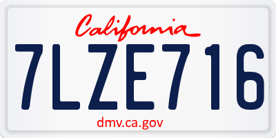 CA license plate 7LZE716