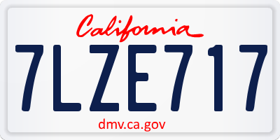 CA license plate 7LZE717