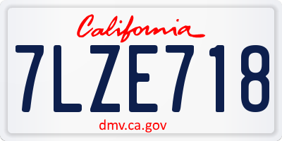 CA license plate 7LZE718